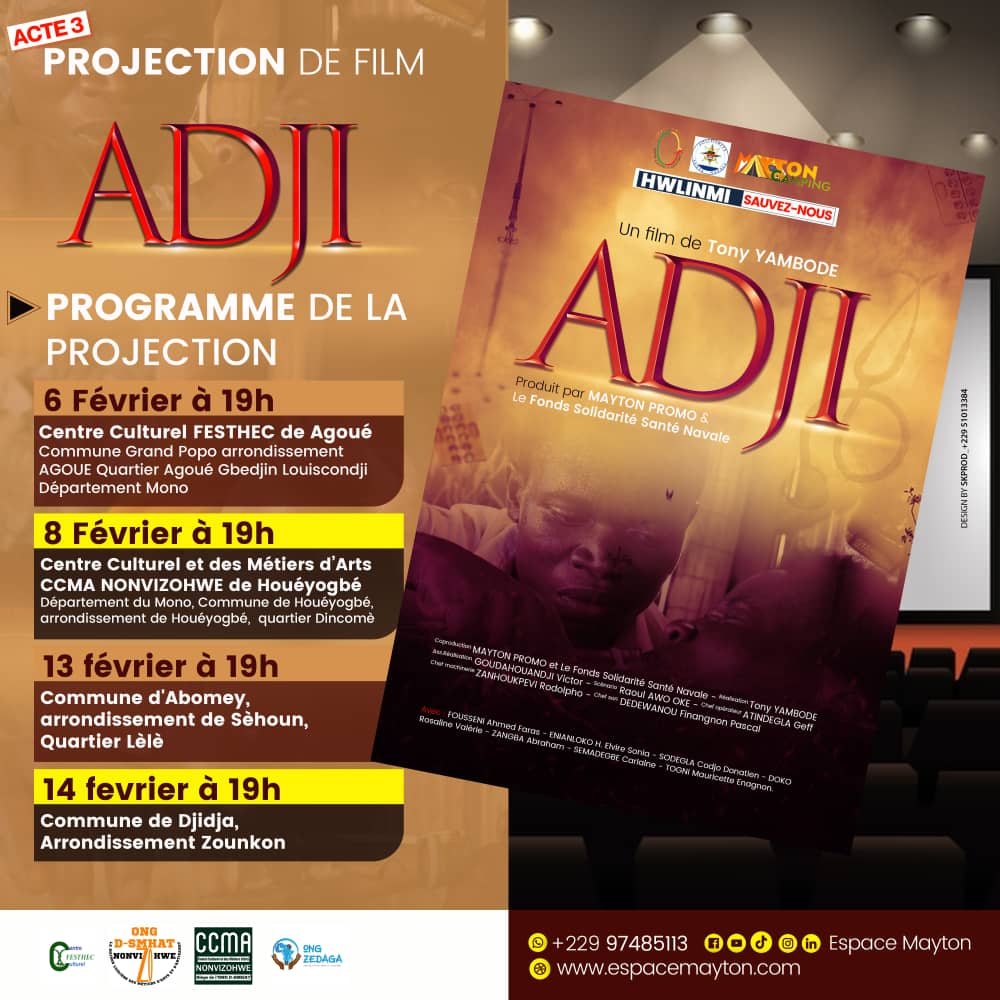 Affiche de la projection du film ADJI de Tony Yambode